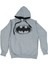 Batman Vintage Logo Kapüşonlulu Sweatshirt Gri 1