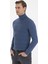 Erkek İndigo Mavi Melanj Slim Fit Triko Kazak 50233728-VR155 3