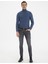 Erkek İndigo Mavi Melanj Slim Fit Triko Kazak 50233728-VR155 5