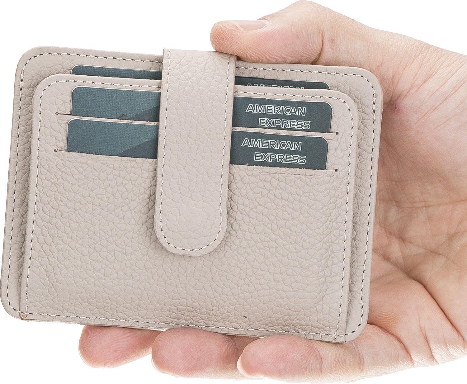 PLM Bouletta BLW019 Slim Çok Bölmeli Unisex Deri Kartlık Erc3 Krem