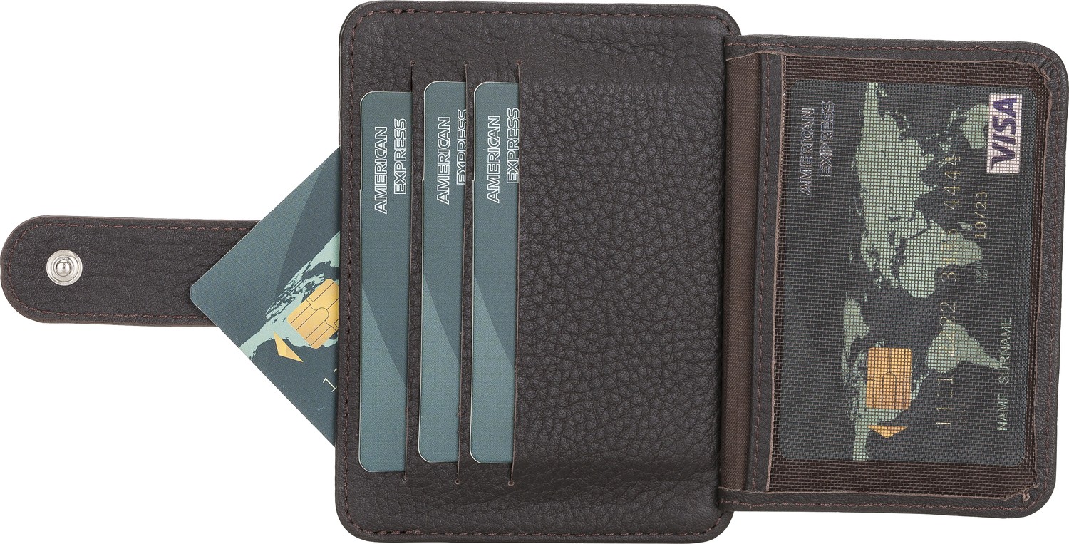 PLM Bouletta BLW019 Slim Çok Bölmeli Unisex Deri Kartlık FL18 Kahve görsel 5
