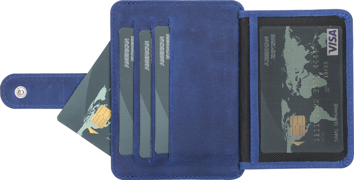PLM Bouletta BLW019 Slim Çok Bölmeli Unisex Deri Kartlık G21 Saks Mavi görsel 5