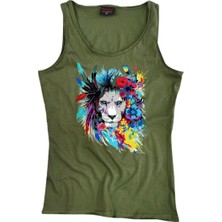 Stonedfame Aslan Baskılı Sıfır Kol T-Shirt