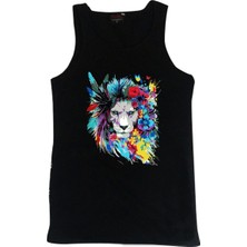 Stonedfame Aslan Baskılı Sıfır Kol T-Shirt