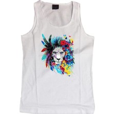 Stonedfame Aslan Baskılı Sıfır Kol T-Shirt