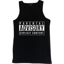 Stonedfame Parental Advisory Baskılı Sıfır Kol T-Shirt