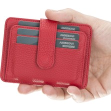 PLM Bouletta BLW019 Slim Çok Bölmeli Unisex Deri Kartlık Erc2 Kırmızı