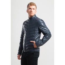 Ata Leather Erkek Deri Lacivert  Mont