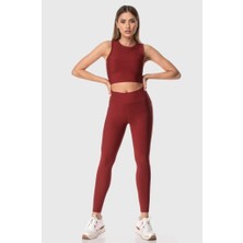 Superstacy Yüksek Bel Bordo Spor Tayt