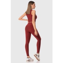 Superstacy Yüksek Bel Bordo Spor Tayt