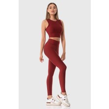 Superstacy Yüksek Bel Bordo Spor Tayt