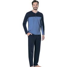 Güneş Pierre Cardin 5443 Lacivert Bisiklet Yaka Uzun Kollu Penye Erkek Pijama Takımı