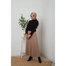 Essah Moda Kadın Vizon Piliseli Uzun Etek - ME000214