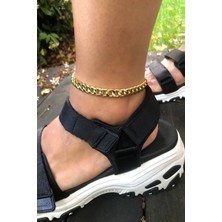 X-lady Accessories Örgü Zincir Kalın Halhal Gold