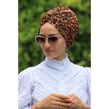 Amisos Bone Şal Leopar Desenli Hazır Olmayan Dolama Bone