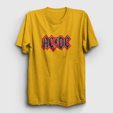 Presmono Unisex Sarı Red Black AC/DC T-Shirt