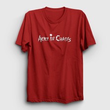 Presmono Unisex Kırmızı Alice In Chains T-Shirt