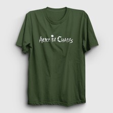 Presmono Unisex Haki Alice In Chains T-Shirt