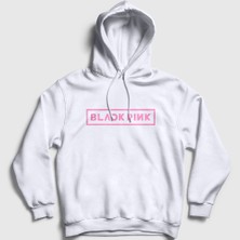Presmono Unisex Beyaz Logo Blackpink Kapüşonlu Sweatshirt