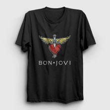 Presmono Unisex Siyah Logo Bon Jovi T-Shirt