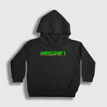 Presmono Unisex Çocuk Siyah Logo Minecraft Kapüşonlu Sweatshirt