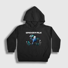 Presmono Unisex Çocuk Siyah Bones Undertale Kapüşonlu Sweatshirt