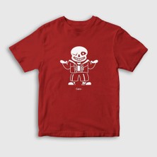 Presmono Unisex Çocuk Kırmızı Sans Undertale T-Shirt