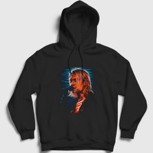 Presmono Unisex Siyah Mic Nirvana Kurt Cobain Kapüşonlu Sweatshirt