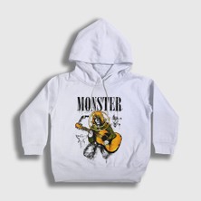 Presmono Unisex Çocuk Beyaz Monster Nirvana Kurt Cobain Kapüşonlu Sweatshirt