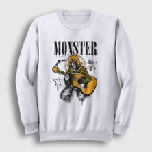 Presmono Unisex Beyaz Monster Nirvana Kurt Cobain Sweatshirt