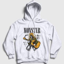 Presmono Unisex Beyaz Monster Nirvana Kurt Cobain Kapüşonlu Sweatshirt