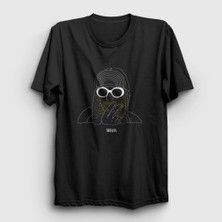 Presmono Unisex Siyah Neon Nirvana Kurt Cobain T-Shirt
