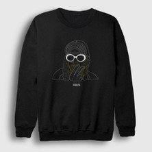 Presmono Unisex Siyah Neon Nirvana Kurt Cobain Sweatshirt
