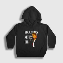 Presmono Unisex Çocuk Siyah Never Nirvana Kurt Cobain Kapüşonlu Sweatshirt