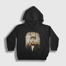 Presmono Unisex Çocuk Siyah Paper Nirvana Kurt Cobain Kapüşonlu Sweatshirt