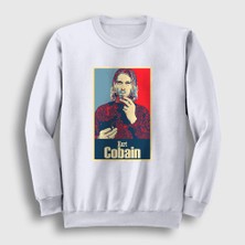 Presmono Unisex Beyaz Smoking Nirvana Kurt Cobain Sweatshirt