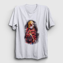 Presmono Unisex Beyaz Watercolor Nirvana Kurt Cobain T-Shirt
