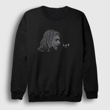 Presmono Unisex Siyah Words Nirvana Kurt Cobain Sweatshirt
