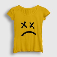 Presmono Kadın Sarı Sad Face Lil Peep T-Shirt