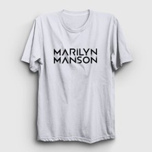 Presmono Unisex Beyaz Logo Marilyn Manson T-Shirt