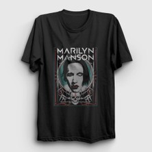 Presmono Unisex Siyah NY Marilyn Manson T-Shirt