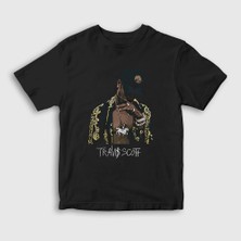 Presmono Unisex Çocuk Siyah Gold Astroworld Travis Scott T-Shirt