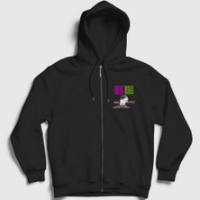 Presmono Unisex Siyah Sky Astroworld Travis Scott Fermuarlı Kapüşonlu Sweatshirt