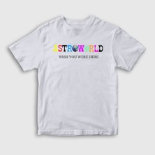 Presmono Unisex Çocuk Beyaz Astroworld V4 Travis Scott T-Shirt