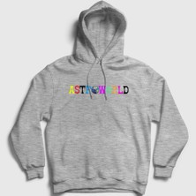 Presmono Unisex Gri Astroworld Travis Scott Kapüşonlu Sweatshirt