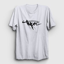 Presmono Unisex Beyaz Logo Tupac Shakur T-Shirt
