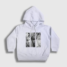 Presmono Unisex Çocuk Beyaz Three XXXTentacion Kapüşonlu Sweatshirt