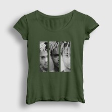 Presmono Kadın Haki Three XXXTentacion T-Shirt