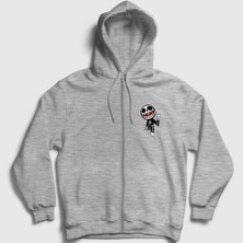 Presmono Unisex Gri Bonesy Gorillaz Fermuarlı Kapüşonlu Sweatshirt