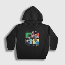 Presmono Unisex Çocuk Siyah Humanz Gorillaz Kapüşonlu Sweatshirt
